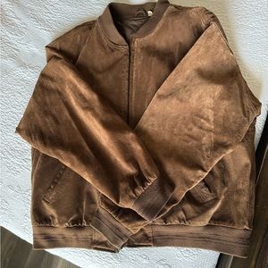 Rountree And Yorke Men’s Brown 100% Genuine Leather Bomber Style Jacket Fall